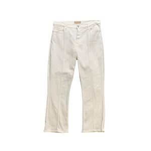 7 For All Mankind Jean Women 33 White Luxe Vintage Mid Seam High Waist Slim Kick